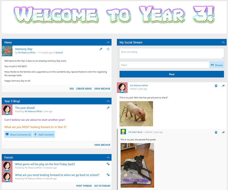 example of a year 3 year level learning page